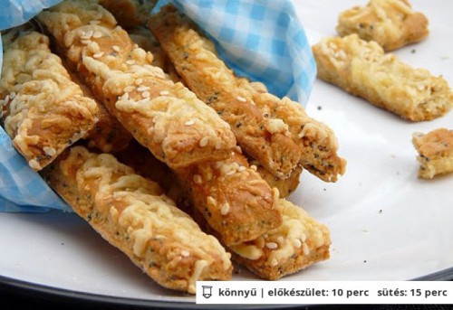 Ropogós mákos-szezámos stangli recept