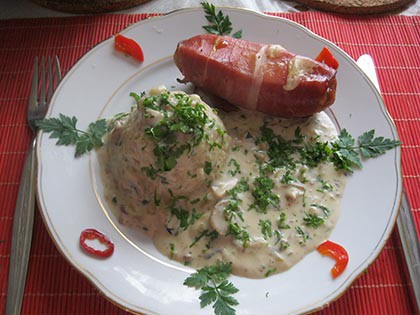 Töltött lengyelkolbász gombaszósszal !