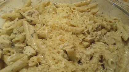 Tejszínes, kapros csirkemell penne tésztával