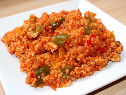 Paradicsomos-csirkés bulgur
