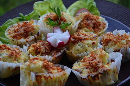 Sonkás karfiol muffin