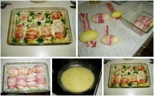 Baconba tekert burgonyás omlett