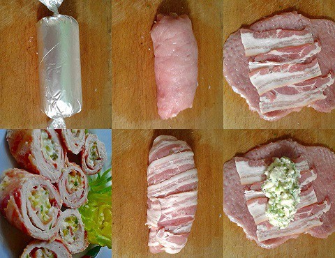 Dupla baconös karaj zöldfűszeres mackósajttal