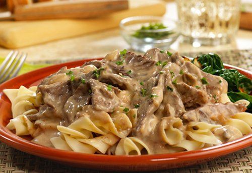 Sertéshús stroganoff módra