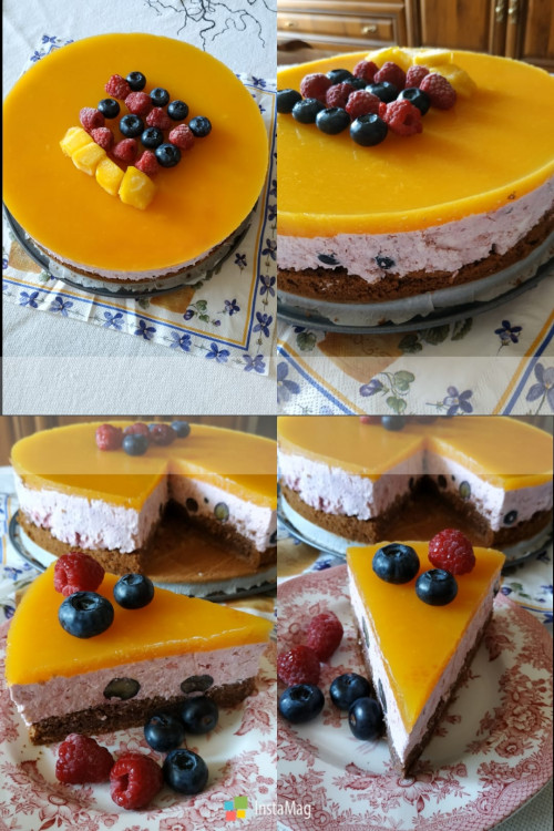 Gyümölcsös Túrótorta Mangó Zselével