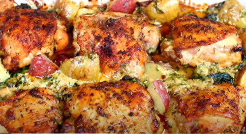 Tejszínes fokhagymás vaj csirke és burgonya recept