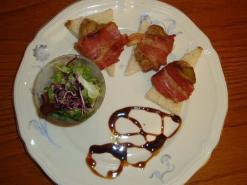 Libamáj, baconszalonnába tekerve